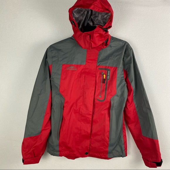 Gore-Tex Red and Gray Rain Jacket Outdoor Sport - Picture 9 of 12